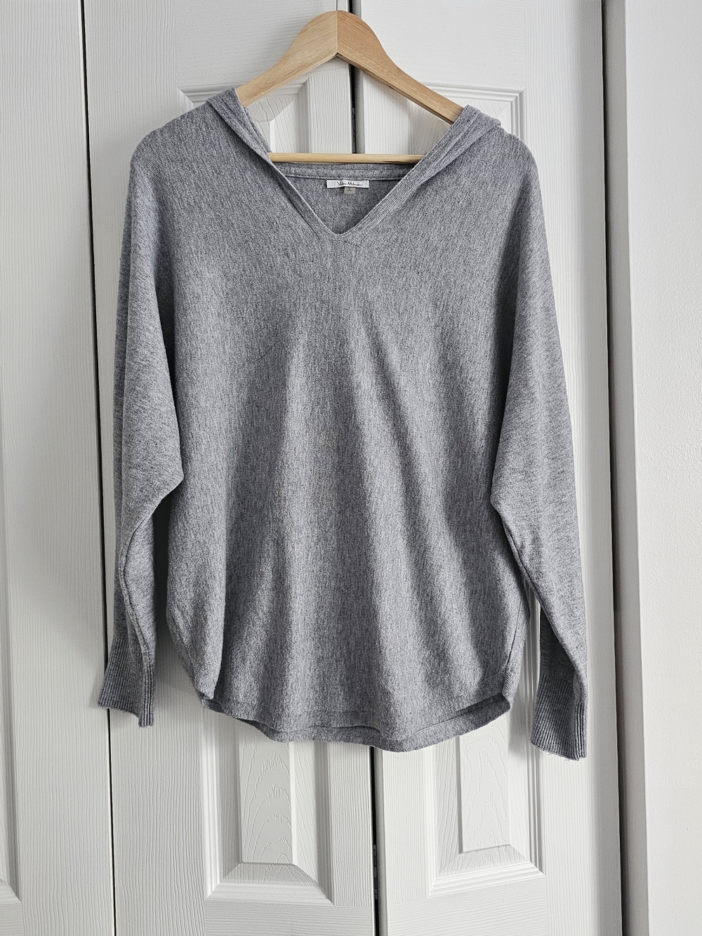 Milano Gray V-Neck Hooded Sweater